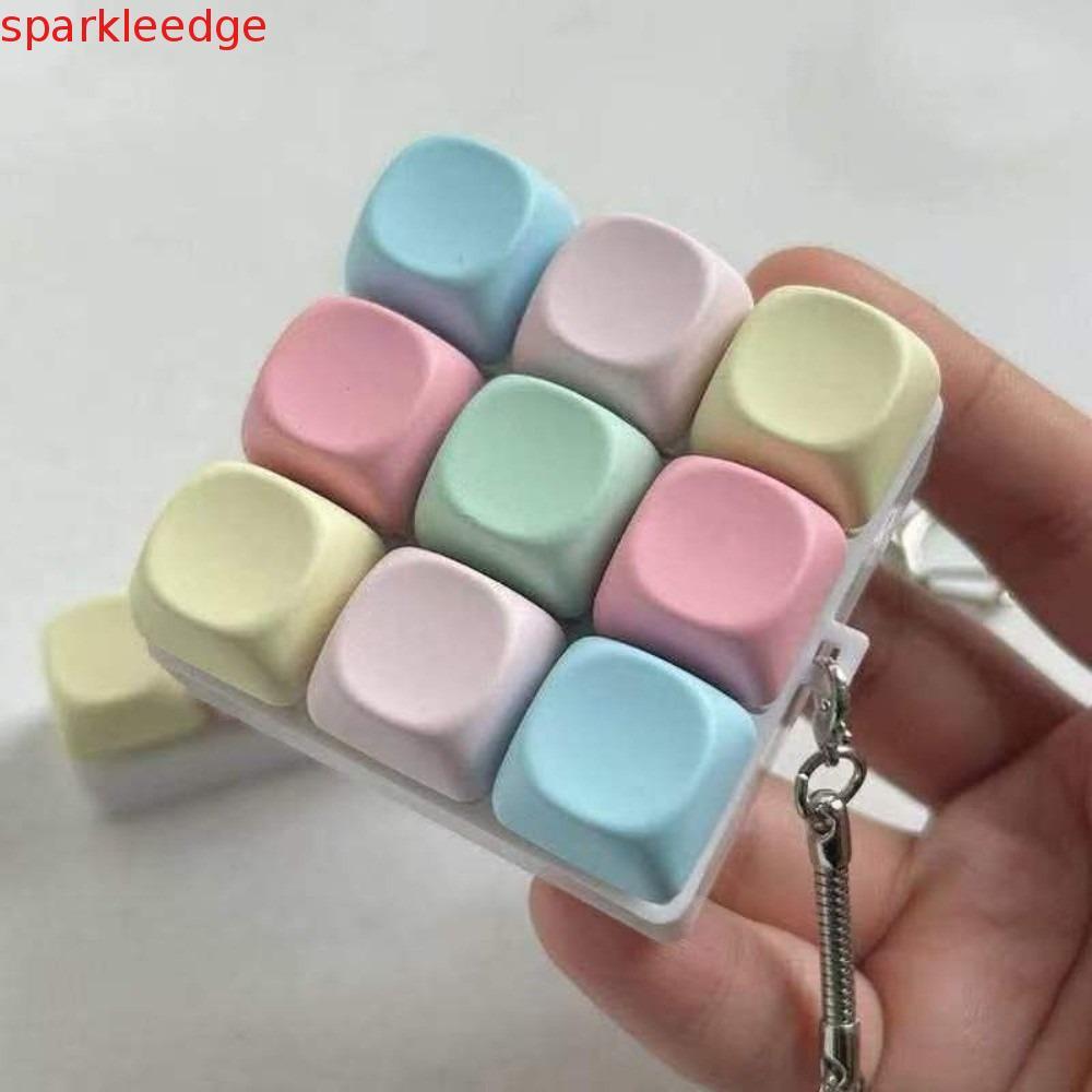 SPARKLEEDGE Keycap พวงกุญแจ Fidget, 9 คีย์ DIY คีย์บอร์ดพวงกุญแจ, Keycap Key Cap Clicker ปุ่มนิ้ว Fi