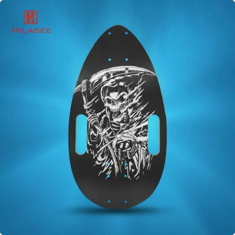 HILABEE Mini Skateboard Deck Pre Drilled Teardrop Skateboard Deck Carry Banana Leaf