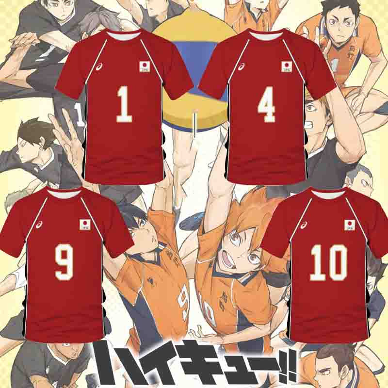 อะนิเมะ Haikyuu คอสเพลย์ T เสื้อ JPN Kageyama แขนสั้นเครื่องแต่งกายคุณภาพสูง Tee Jersey เสื้อ