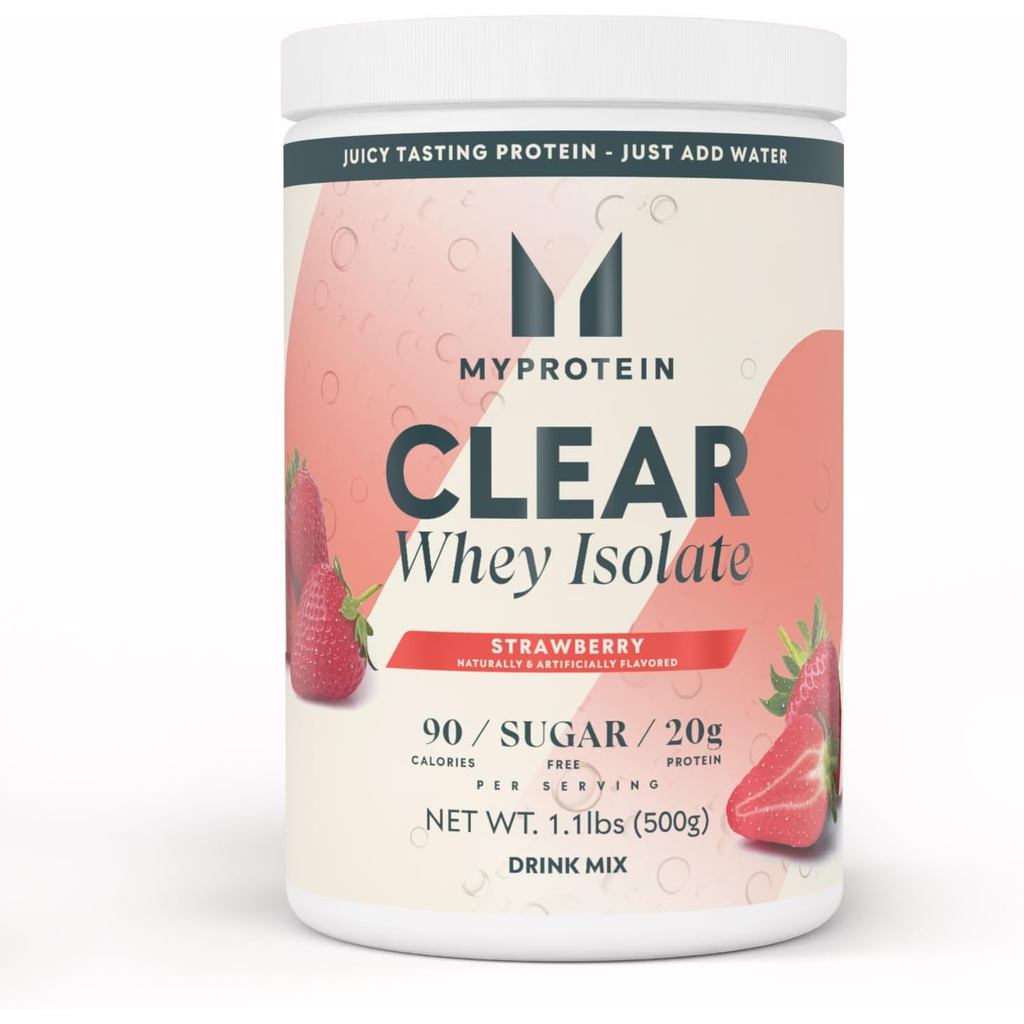 Myprotein Clear Whey Isolate Protein Powder, 20 เสิร์ฟ (1.1 ปอนด์) สตรอเบอร์รี่, โปรตีน 20 กรัมต่อเส