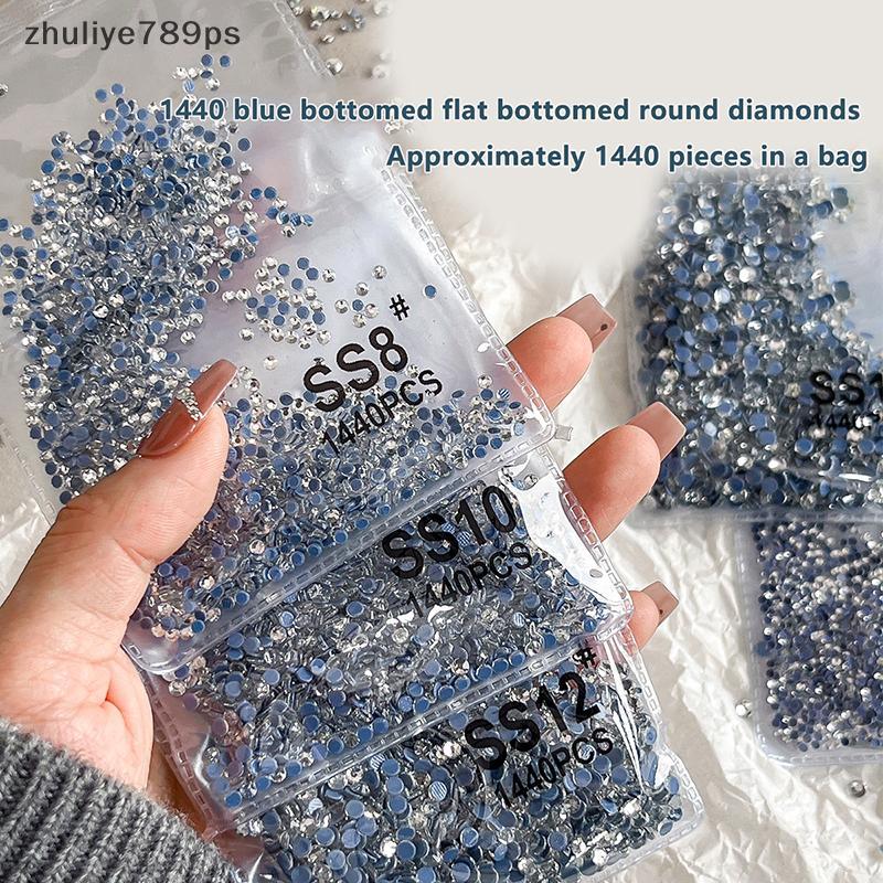 Zhuliye789ps] 1000/1440pcs Rhinestones SS3-SS20 FlatBa Strass เย็บและผ้าเสื้อผ้าตกแต่งเล็บใหม่
