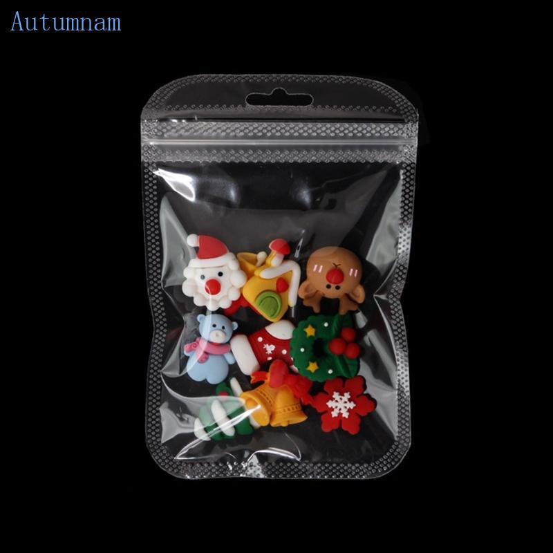 AUTU Flatback เรซิ่นคริสต์มาส 3D Nail Art Charms Kwaii Snowflake ถุงเท้าตกแต่งเล็บ