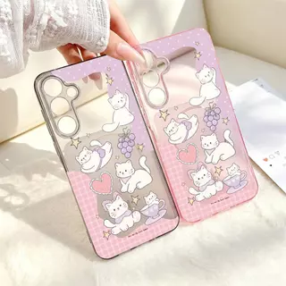 Purple TPU เคสFor Samsung A17 A07 A56 A57 A37 A54 A06 A55 A16 A36 A15 A05S A34 A35 S24 FE S25 S26 Ultra เคสใสแบบนิ่ม
