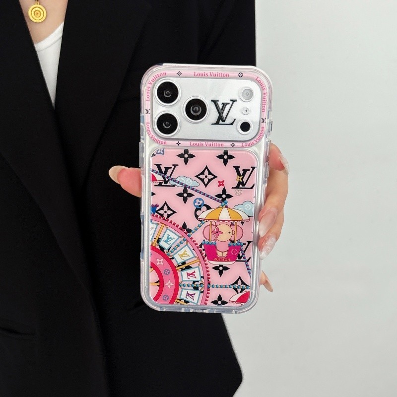 ป้ายแบรนด์หรู iphone 17 pro max 16 pro max 15 pro max case iphone 17 16 pro 16 17 pro 15 15 pro case กันกระแทกชิงช้าสวรรค์ลายด้านข้าง