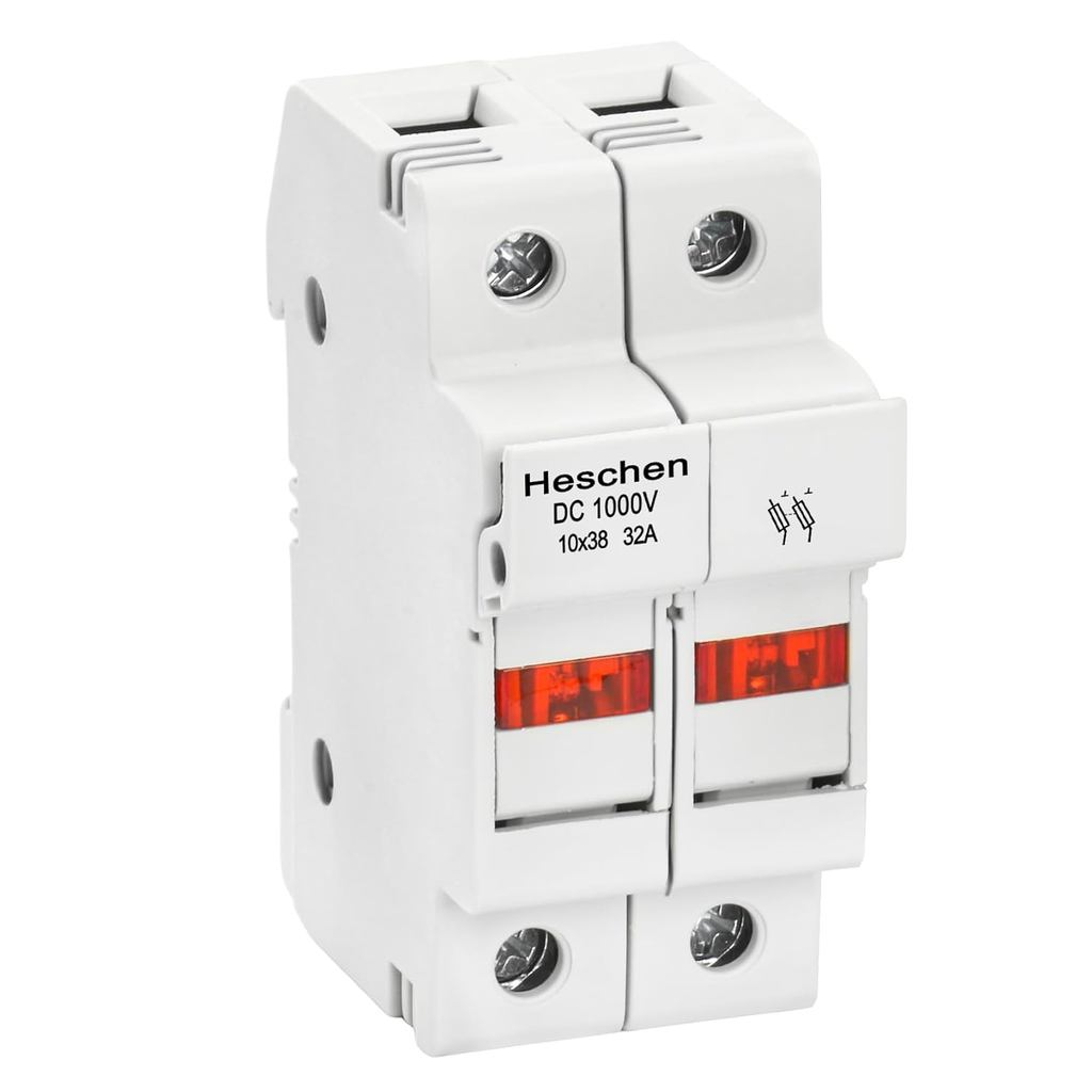 Heschen RT18-32(X) 2P DC1000V 32A Solar/Photovoltic Fuse Holder, ฟิวส์ 10 x 38 มม., ที่ยึดราง DIN, C