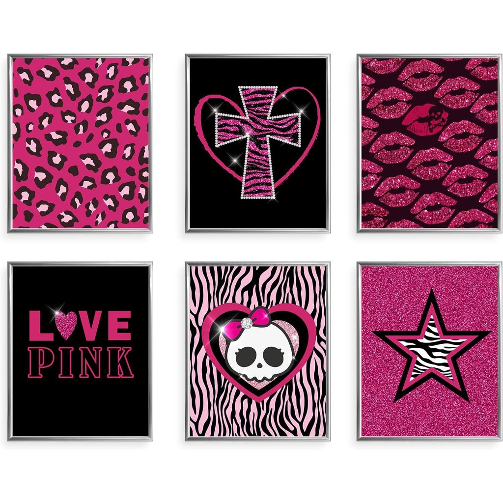 TwoDays Mcbling Room Decor ความงาม, โปสเตอร์ถังขยะ Y2k สําหรับห้องนอนเด็กผู้หญิง, 2000s Hot Pink Wal