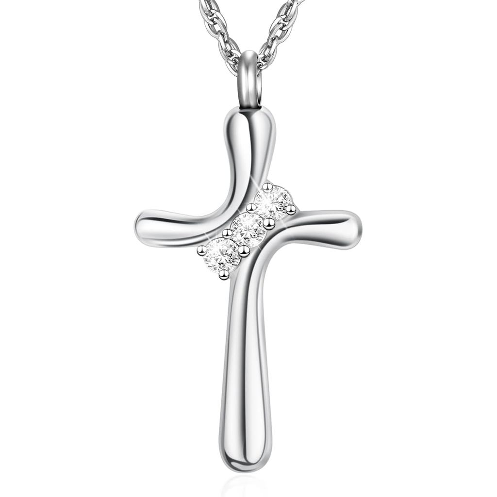 Dletay Cross Cremation เครื่องประดับคริสตัล Urn สร้อยคอสําหรับผู้ชายผู้หญิงสแตนเลส Memorial Ashes สร