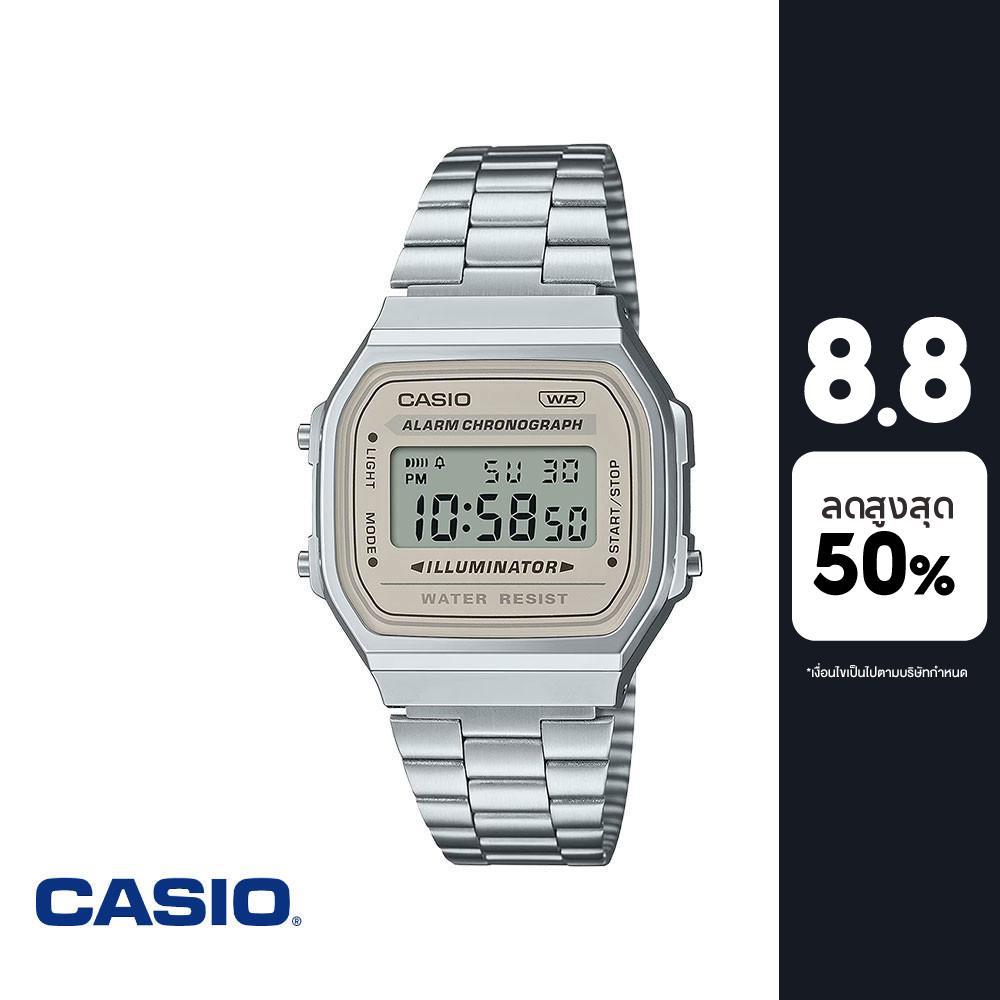 CASIO นาฬิกาข้อมือ CASIO รุ่น A168WA-8AYDF วัสดุสเตนเลสสตีล สีขาวครีม