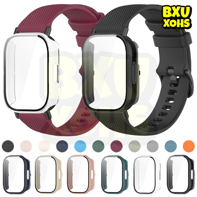 กรณีแก้วนิรภัยซิลิโคนสายรัด for Redmi Watch 5 Active /Redmi Watch 5 Lite ยางปล่อยอย่างรวดเร็ว 22 มม. ปกป้องกันหน้าจอ PC