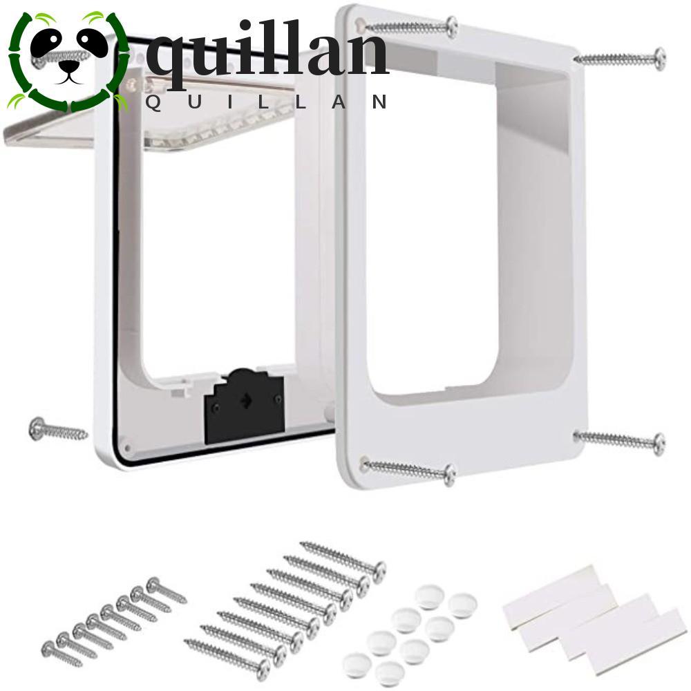 QUILLAN Cat Flap Door with Security Lock, 4 Ways Locking Weatherproof Self-Close Pet Door, Fashion Anti Pet Turn Knob ABS Dog Flap Door Home Garden