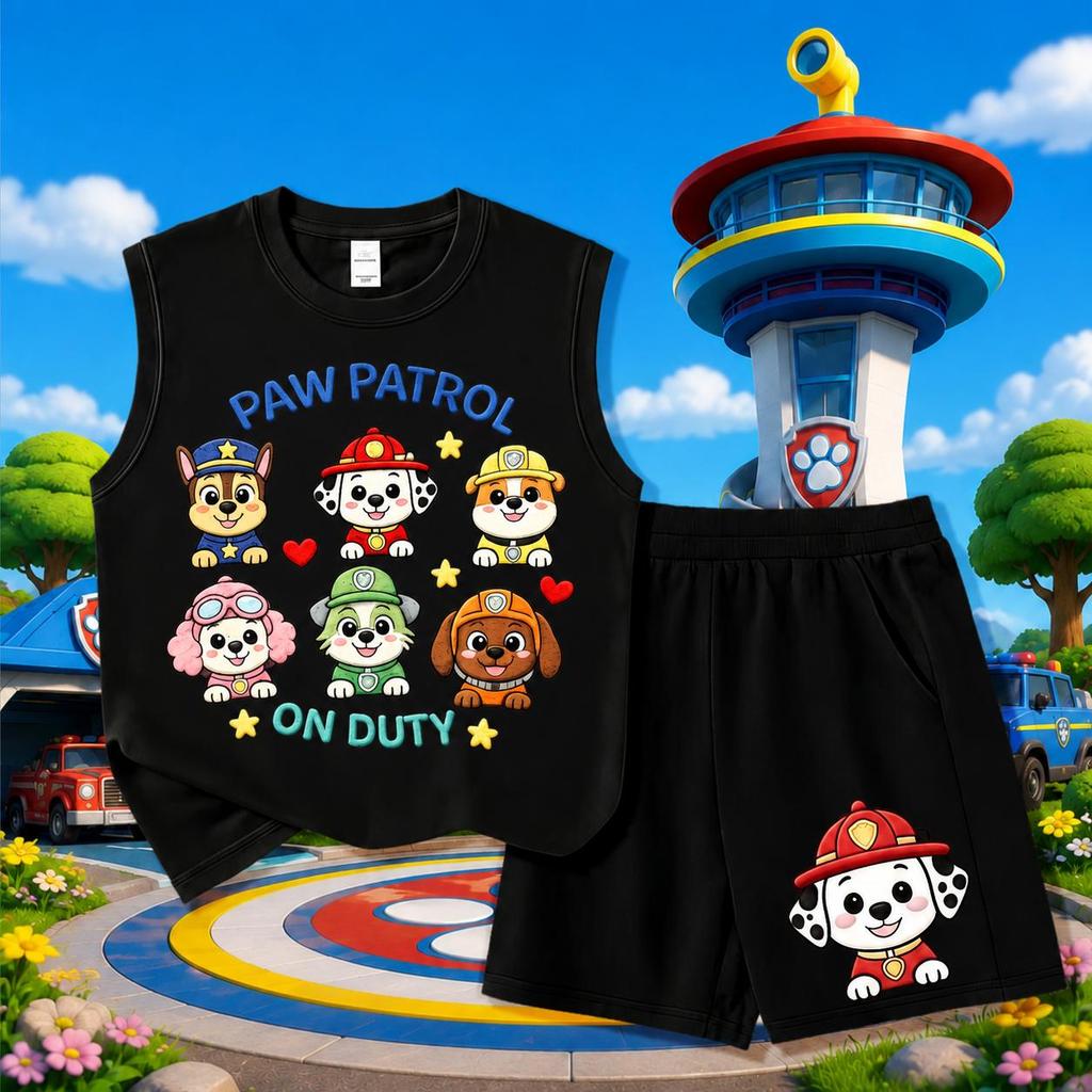 [COD] ชุดเด็ก Paw Patrol เสื้อแขนกุด+กางเกงขาสั้น ลายน้องหมากู้ภัยสุดน่ารัก แฟชั่นเด็ก ใส่สบาย เท่ทุกวัน 2026+（ชุดเสื้อย
