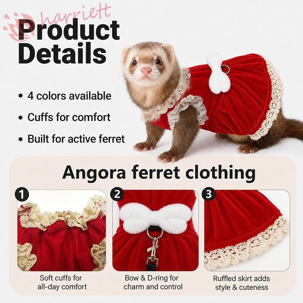 HARRIETT เชือกลาก Ferret, สายรัดเสื้อกั๊ก Ferret สบาย, ขนแกะ Berber น่ารัก Escape-Proof Soft Ferret 