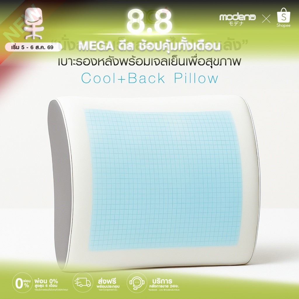Cool+ Back Pillow เบาะรองหลังพร้อมเจลเย็นเพื่อสุขภาพ