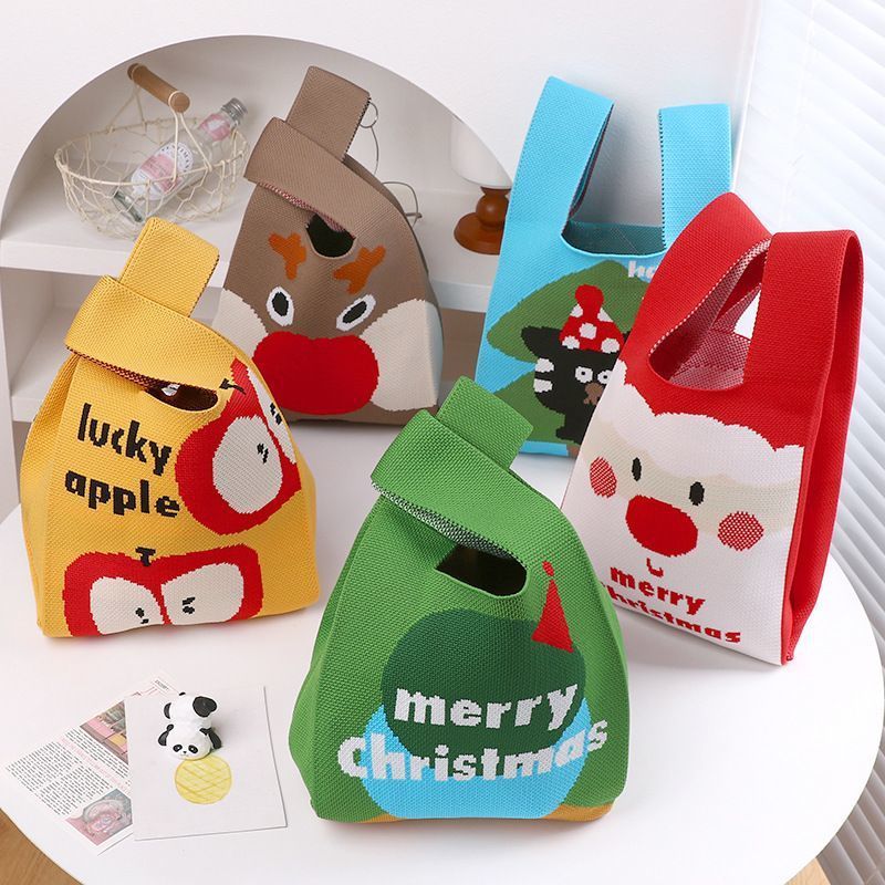 [OK Sports Life] Christmas Tote Bag Fashion Tote Bag Candy Rounding Tote Bag กระเป๋าถัก กระเป๋าสะพาย