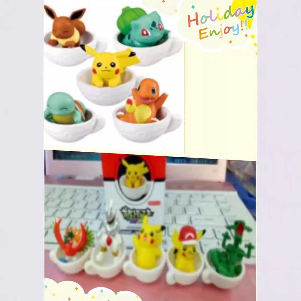 Premium-Pokemon Teacup Spirits 1st & 2nd Gen 5-Pack Blind Box - Pikachu, Eevee, Charmander Collectib