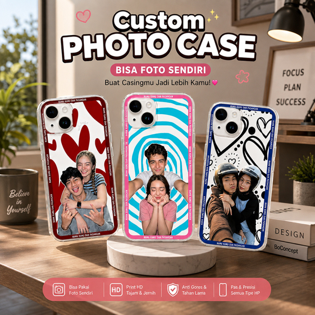 WIJAYACASE เคสแบบกําหนดเอง HP ภาพถ่ายและคู่รักของคุณเอง - ชื่อและคู่รักของคุณสําหรับ POCO F8 PRO - F
