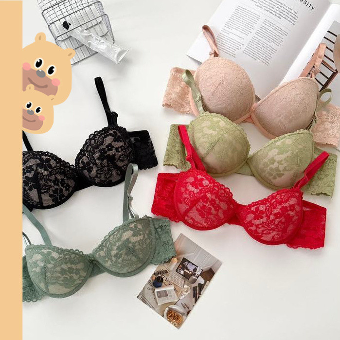 bearbra บราลูกไม้แฟชั่นมีฟองน้ำมีโครง ใส่สบาย ไซส์เล็ก อก32-38 บรา เซ็กซี่
