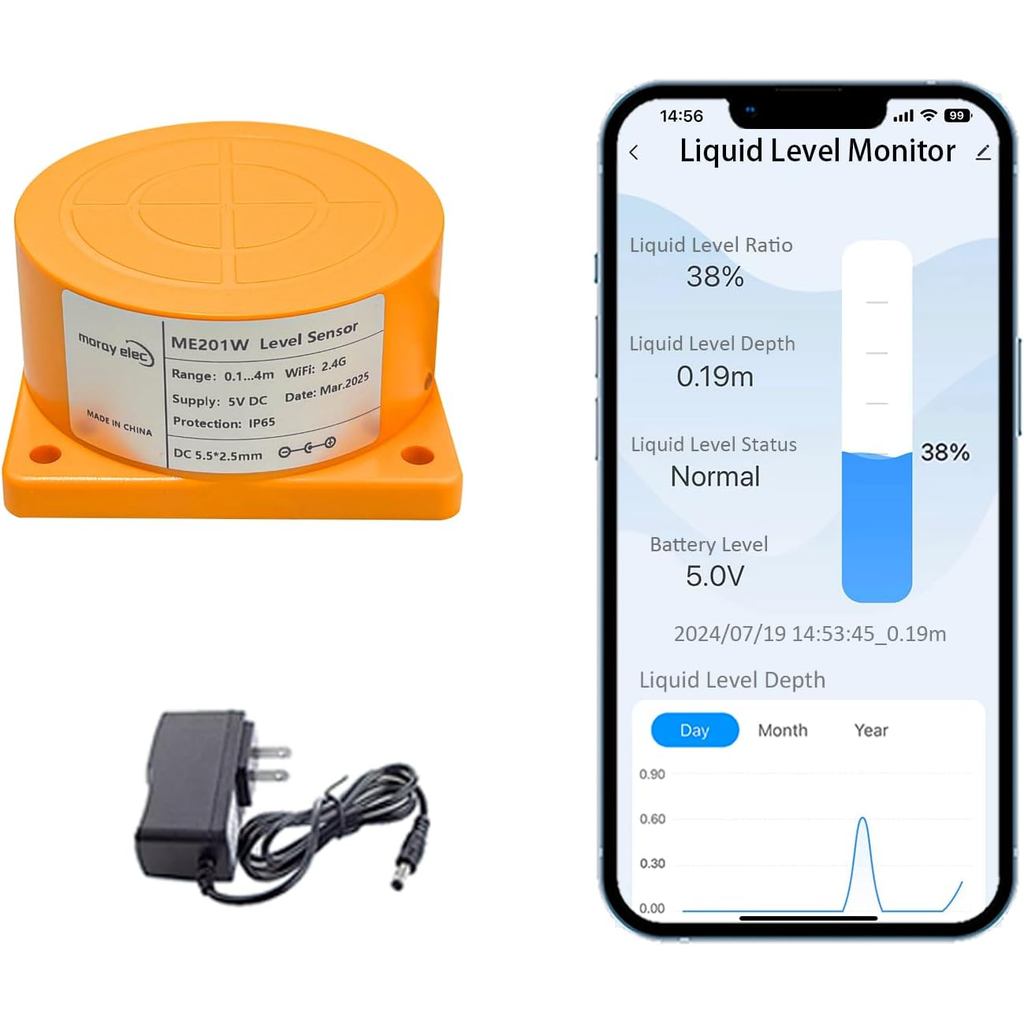 Moray สมาร์ท WiFi เซ็นเซอร์ระดับน้ําถังน้ํา Level Monitor ถังน้ํามันเซนเซอร์,อัตโนมัตินาฬิกาปลุกสําห