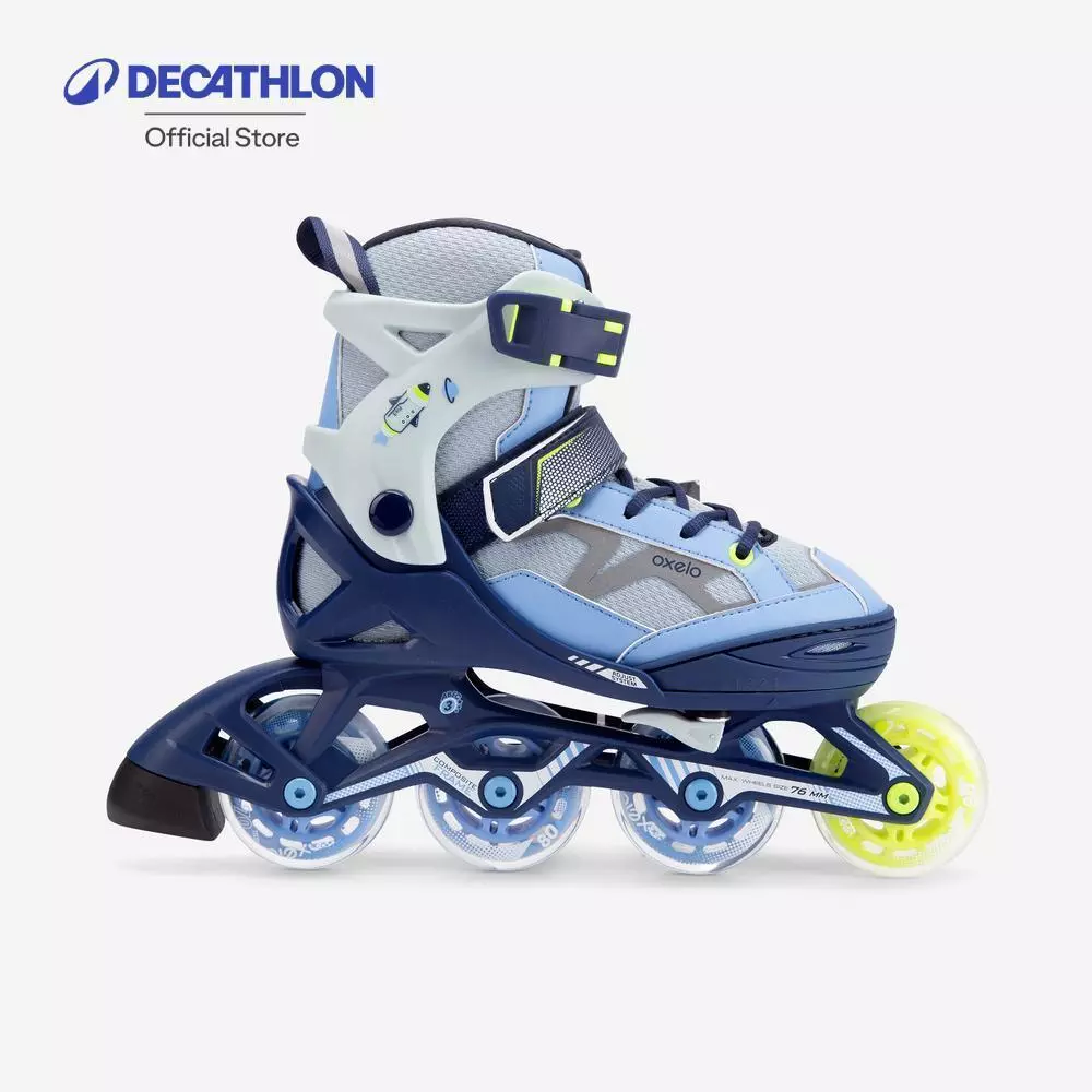 Decathlon Kids' Inline Fitness Skates Fit3 - Abyss Grey รองเท้าอินไลน์สเก็ตเด็กเพื่อการออกกำลังกาย รุ่น Fit3 - Blue