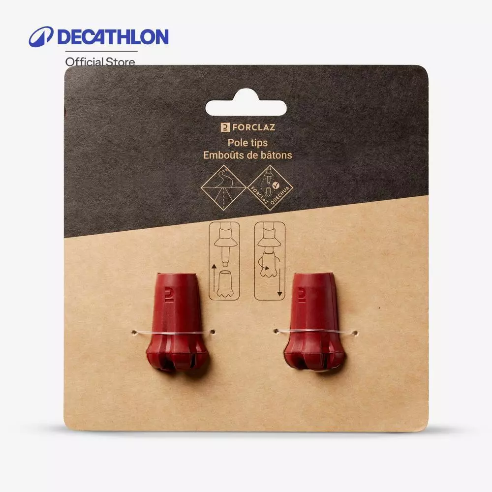 Decathlon Set Of 2 Hiking Pole Caps ชุดจุกปลายไม้เท้าสำหรับเดินป่าแพ็ค 2 ชิ้น - Red