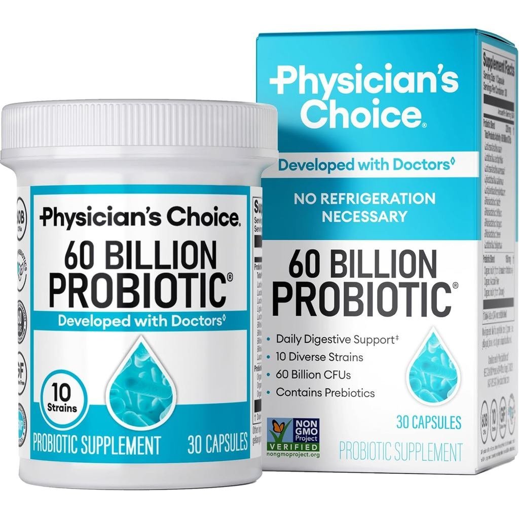 PhysiciansCHOICE Probiotics60BilCFU-10Strans+OrganicPrebiotics-Immune,Digestive&GutHealth-SupportOcc
