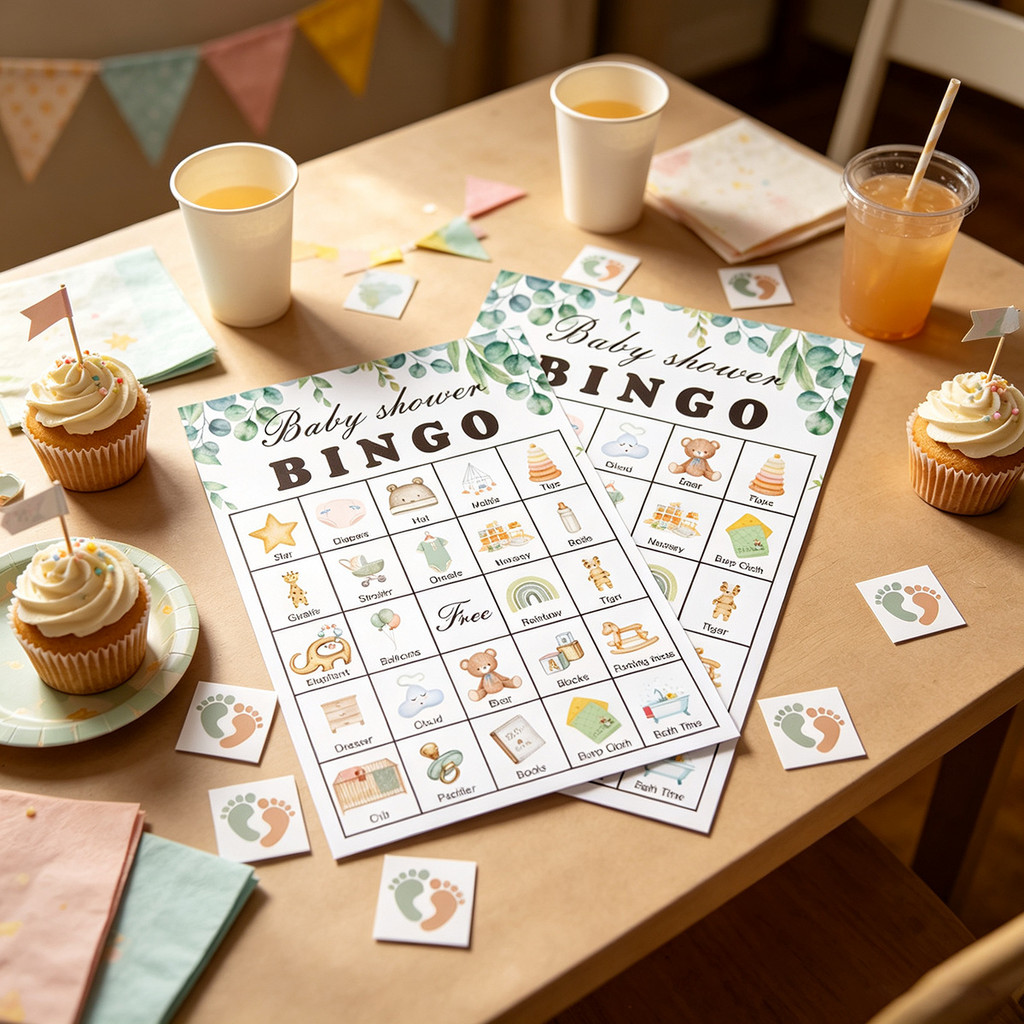 [สไตล์ขายดี] ตกแต่งวันเกิด Baby bingo Card Baby Party Interactive Game Props สีเขียวตกแต่งปาร์ตี้ 7.