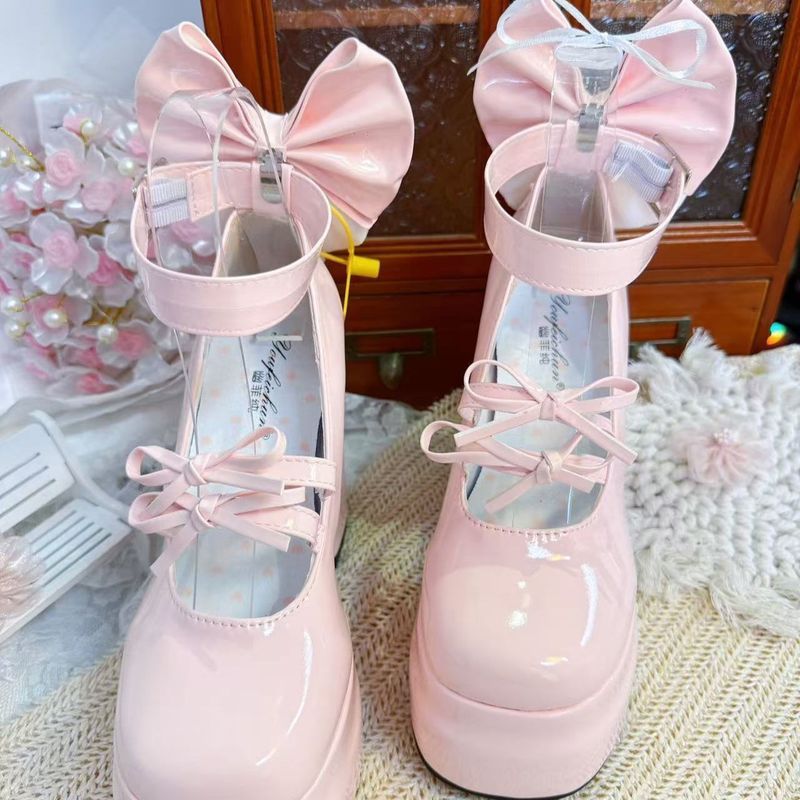 Clearance Lolita [จินตนาการผีเสื้อ] Lolita Sweet Japanese Style Elegant Lolita Thick Heel lo Shoes