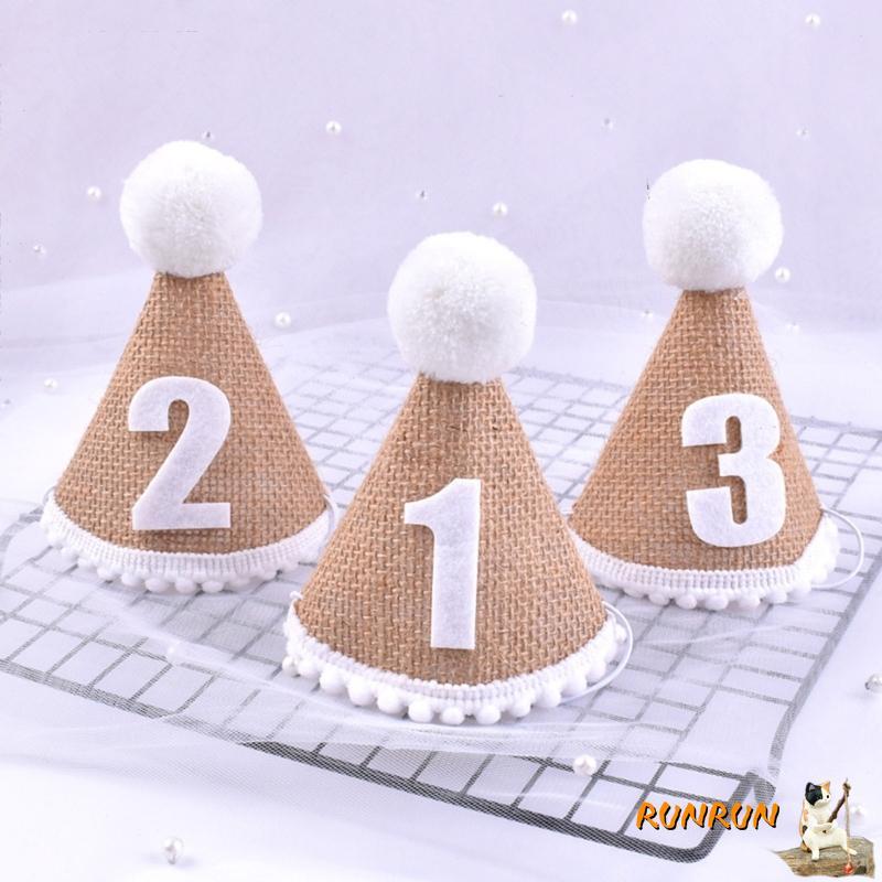 RUNN วันเกิด Party Crown หมวกสําหรับทารก 0-3Y Party Headbands วันเกิดหมวกหมวกสําหรับเด็กวัยหัดเดินสั