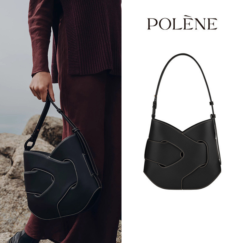 [ผลิตภัณฑ์ใหม่] Polene Polene NoddeHobo Smooth Cowhide Knotted Bag Portable Messenger Bag กระเป๋าสะพ