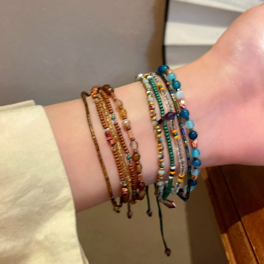 ชาติพันธุ์ Bohemian Multi Strand สร้อยข้อมือลูกปัดผู้หญิงปรับ Handmade Boho เครื่องประดับอะไร Bohemi