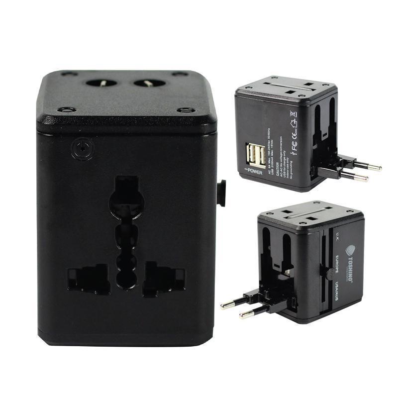 TOSHINO ปลั๊กแปลง Travel Adapter 4in1 2USB รุ่น DE-206