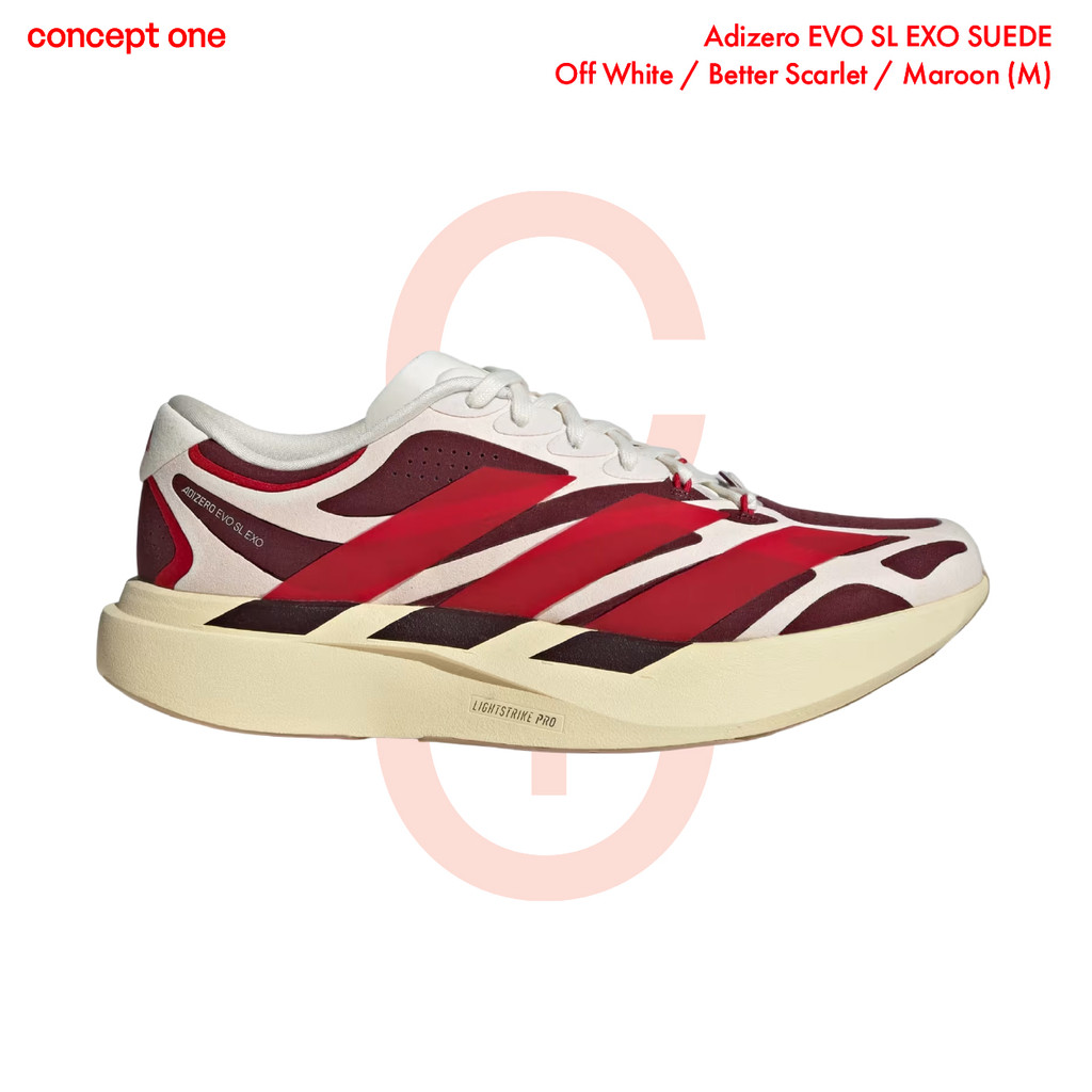Adidas Adizero EVO SL EXO SUEDE  Off White / Better Scarlet / Maroon (M)  Conceptone | ผ่อนได้ พร้อม