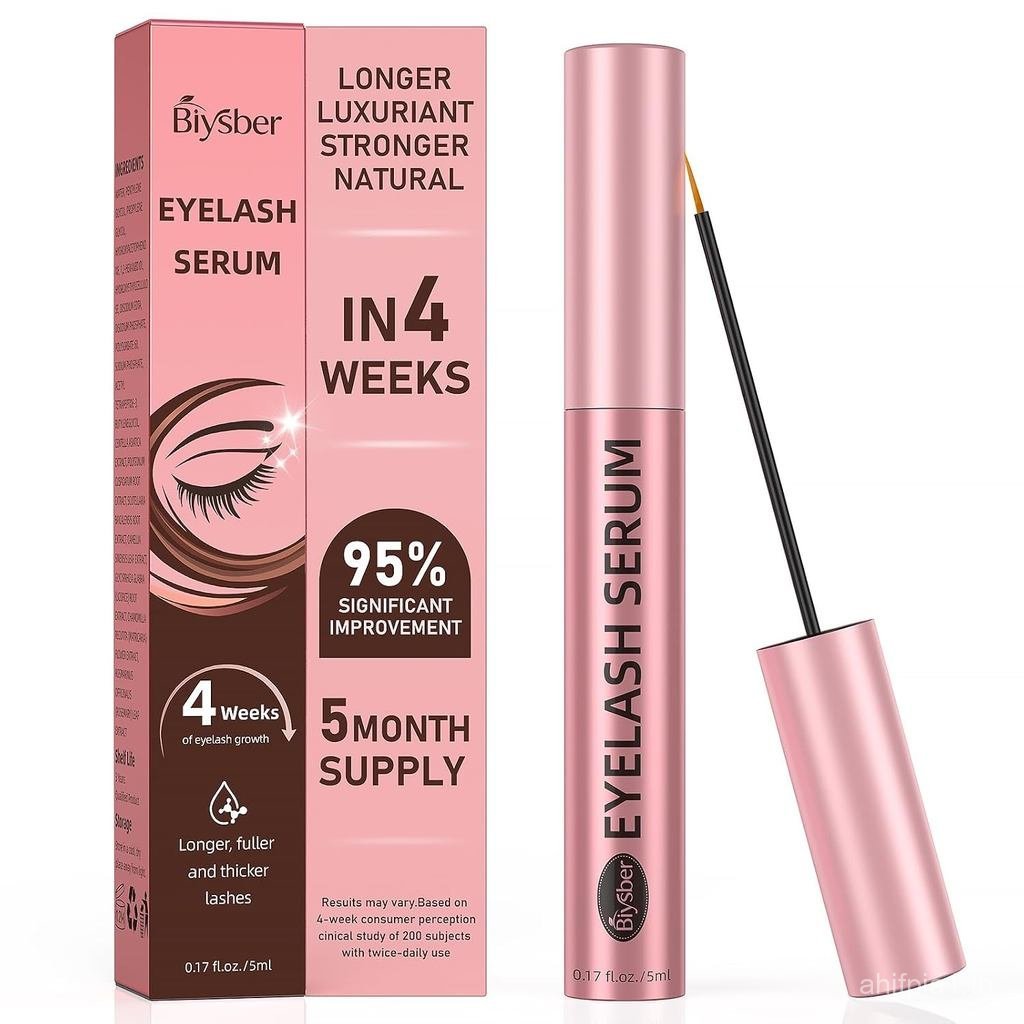Lash Growth Serum with Multi-Peptide Complex, Vegan Eyelash Enhancer for Sensitive Eyes, Nourishing 