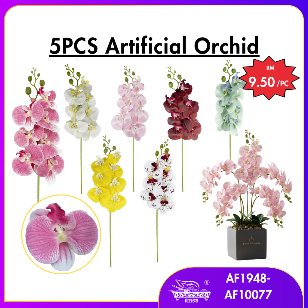 5PCS 9/7 หัวประดิษฐ์ Orchid Latex / ดอกไม้ Orkid Hiasan / Orkid Latex / Orkid / Orchid / Bunga Hiasa