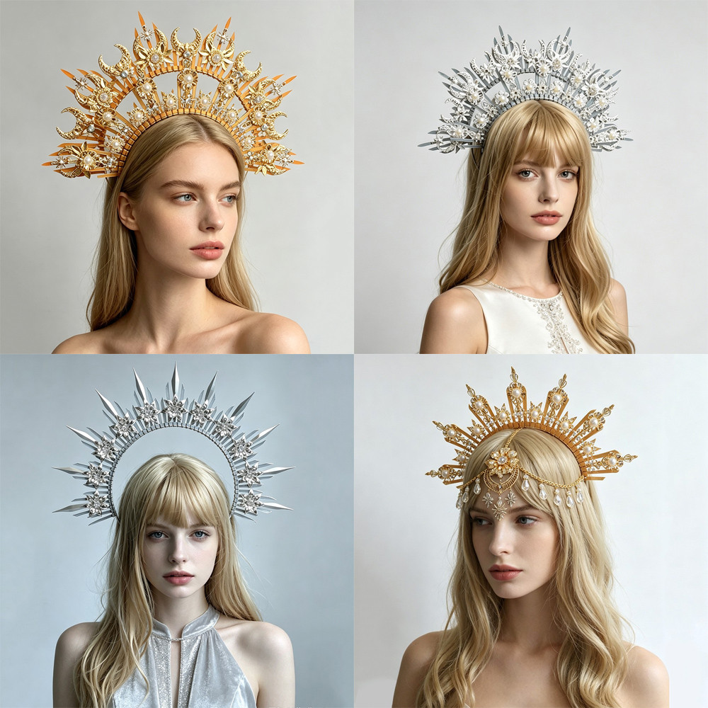 Goddess Crown Headdress DIY วัสดุชุด Halo Crown Party Prom Debut เครื่องประดับผม