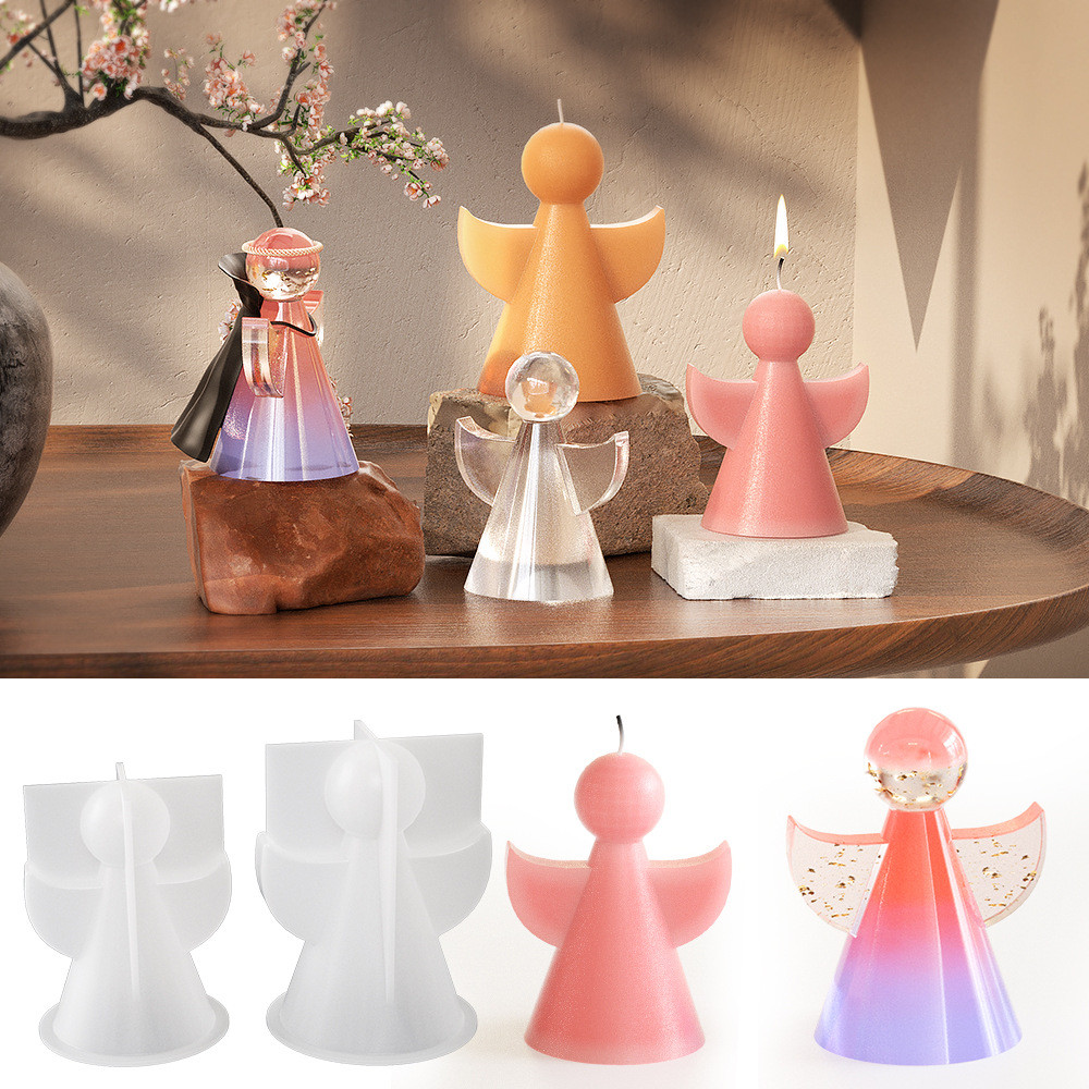 3D Wings Angel Shape เทียนทําแม่พิมพ์ภาพวาดปูนปลาสเตอร์ Cutie Sunny ตุ๊กตาเรซิ่นซิลิโคน Mould ตกแต่ง