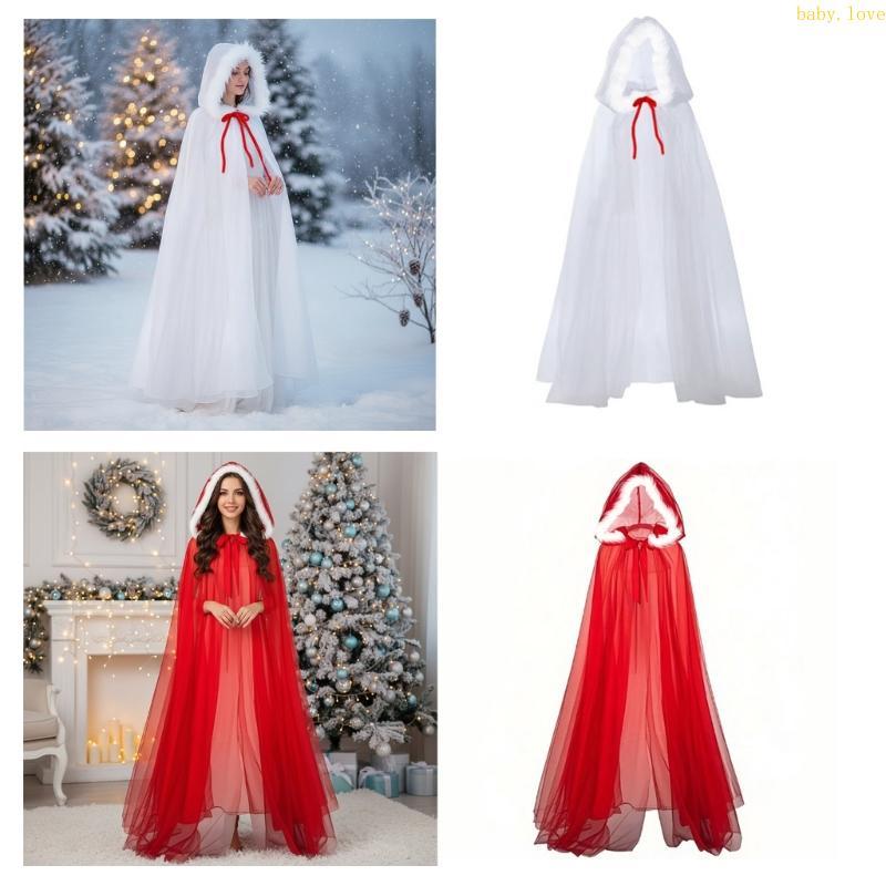 BLove* Princess Hooded Cape Cloak ฮาโลวีนเครื่องแต่งกายคริสต์มาส Mrs Santa Cape Cloak