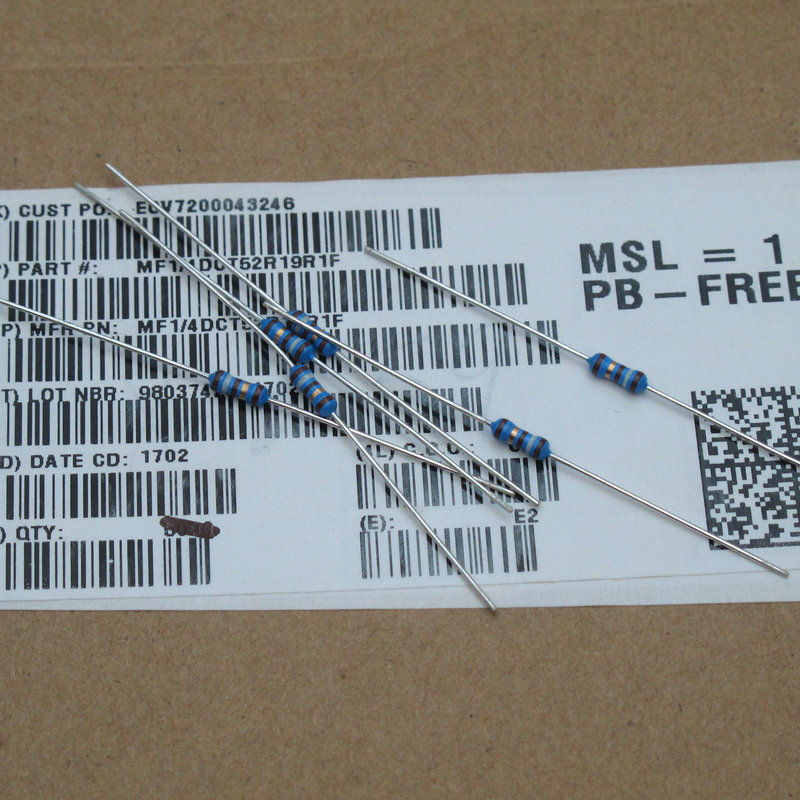 10 ชิ้นญี่ปุ่น KOA 1/4W 0.25 W 19.1 R 19R1 ความต้านทานทองแดงฟุต MF1/4DCT52R19R1F