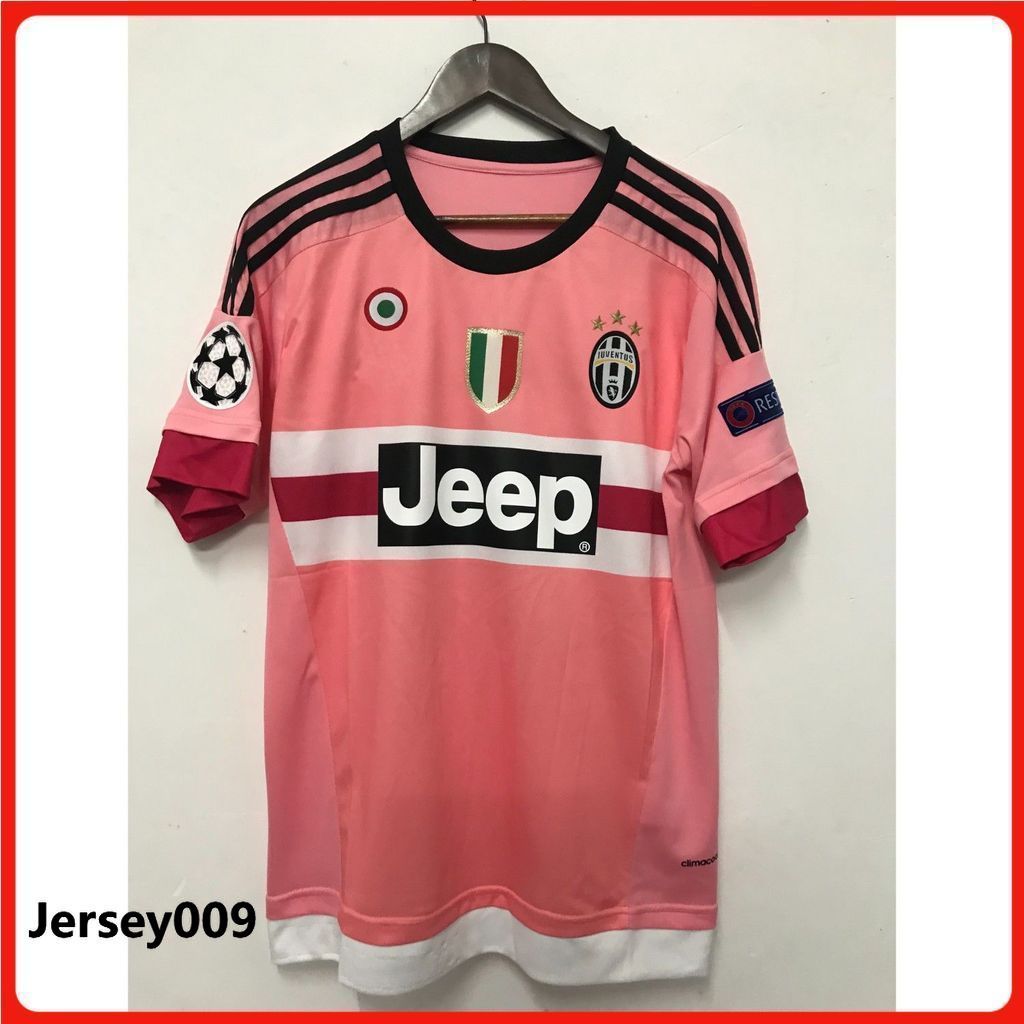 15-16 Juventus Pink Retro Football Short Sleeve Shirt S-2XL
