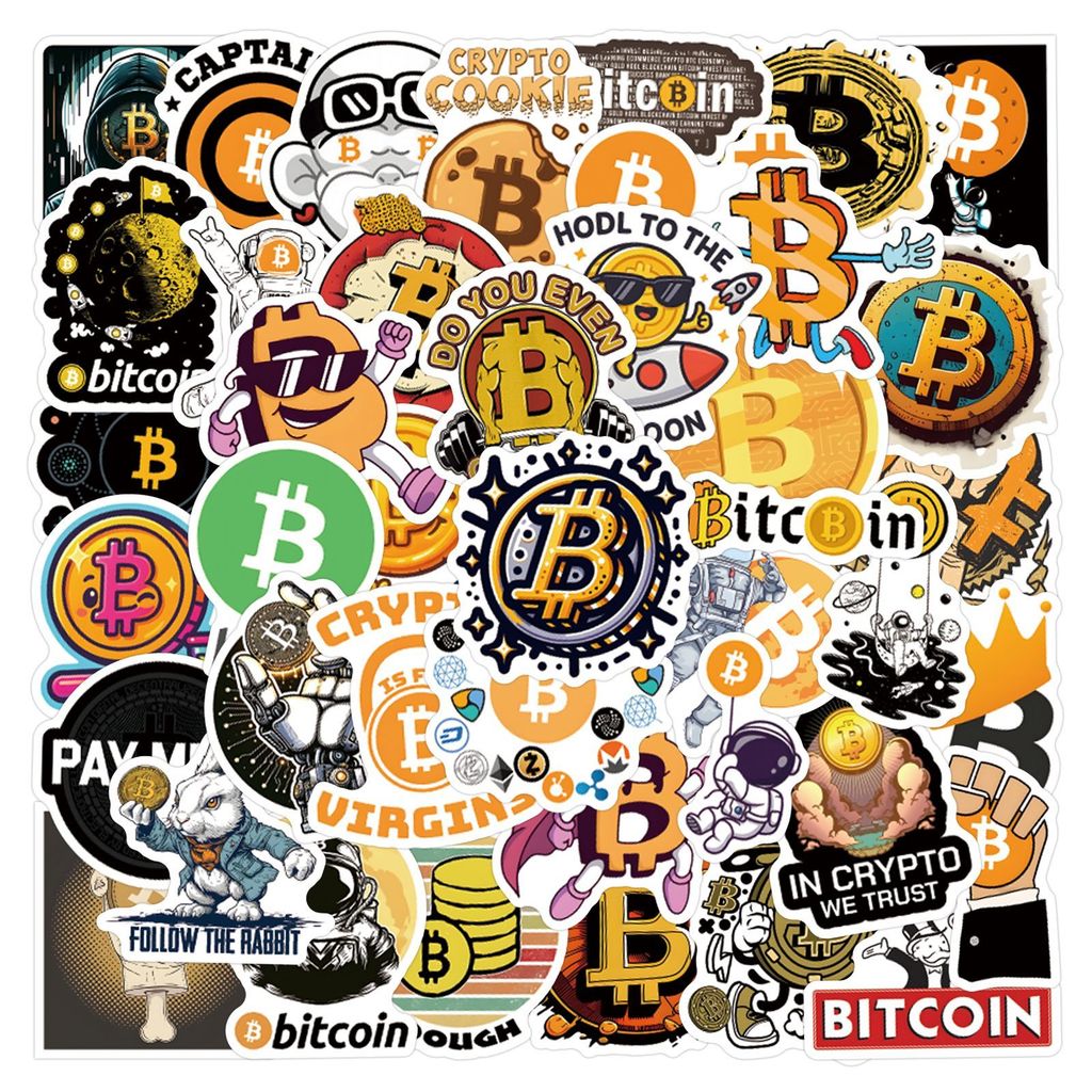 60 ชิ้นตลก Bitcoin/Dogecoin เหรียญที่ระลึกสติกเกอร์สําหรับรถจักรยานยนต์โน้ตบุ๊คคอมพิวเตอร์รถเด็กรูปล
