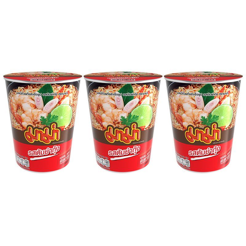 มาม่าบะหมี่กึ่งสำเร็จรูปคัพรสต้มยำ 60ก แพค 3 Mama Cup Instant Noodles Tom Yum Flavour 60g Pack 3 [8850987101229 ]