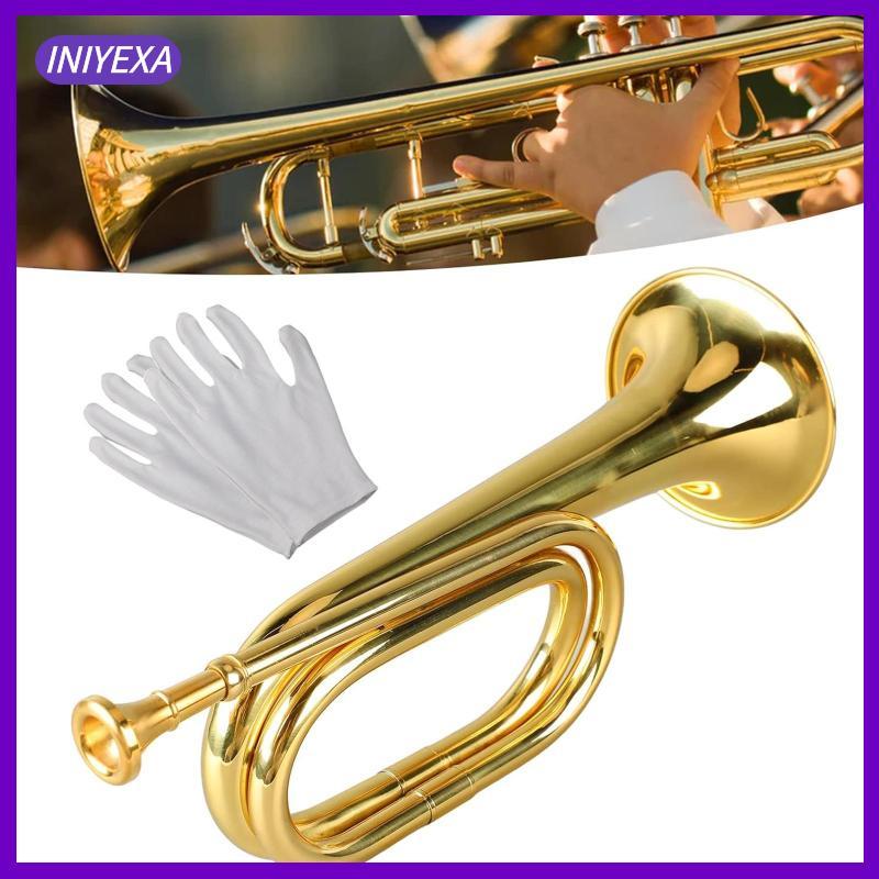 [Iniyexa] ทรัมเป็ต Bugle ทองเหลือง Marching Bugle Cavalry ทรัมเป็ตเครื่องดนตรีแบบพกพา Bugle สําหรับผ