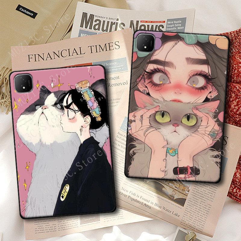 น่ารักการ์ตูนแมวสาวแท็บเล็ตสําหรับ Honor Pad X9b Max 13.0 นิ้ว 2026 X9 Max Pad20 Pro 20 10 9 8 12.1 