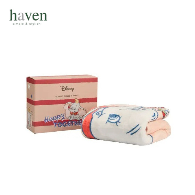 Haven ผ้าห่ม Flannel Fleece พิมพ์ลาย พร้อมกล่อง Disney Dumbo Collection ขนาด 40x60 นิ้ว