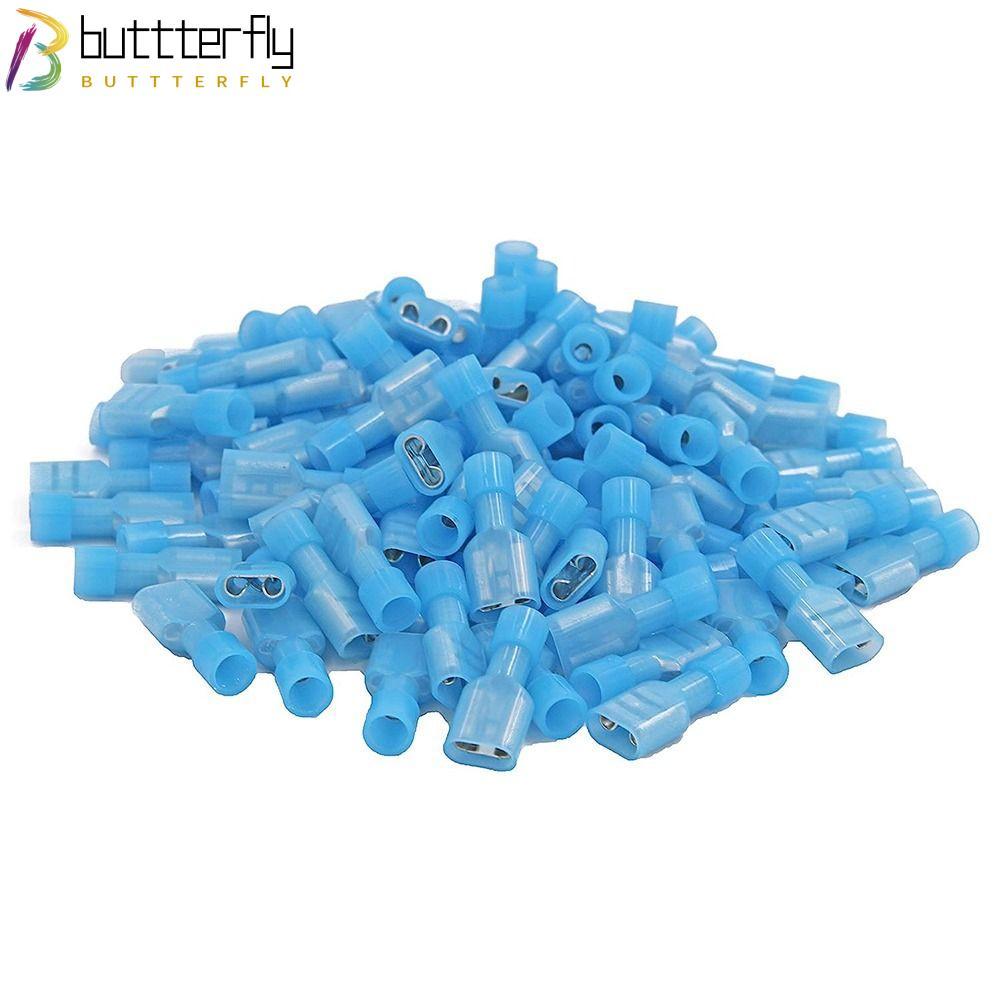 BUTTTERFLY 100 ชิ้น Spade สายไฟ, FMDFN2-250 ไนลอนฉนวนลวด Quick Disconnect, Spade Terminal Connectors