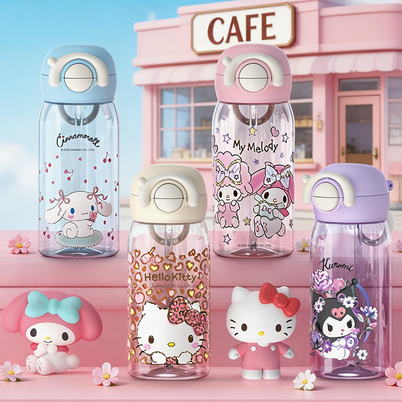 2026 สไตล์ใหม่ของแท้ hellokitty Sanrio Water Cup Handy Cup Cute Girl Sports Cup Student Straw Cup Re