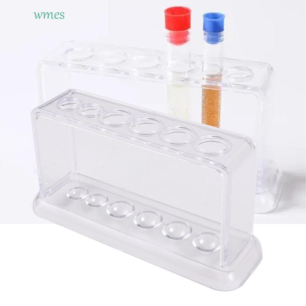 WMES1ZA ขาตั้งหลอดทดลองพลาสติก 6 หลุมใส 16.7*8*3 ซม.โปร่งใส Lab อุปกรณ์ผู้ถือหลอดทดลอง