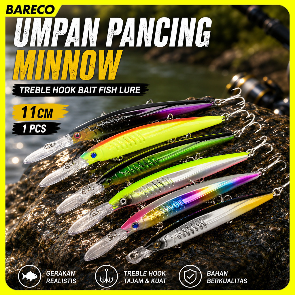 Proberos Minnow เหยื่อตะขอเสียงแหลม เหยื่อตกปลา 11 ซม. 1 ชิ้น - PB333