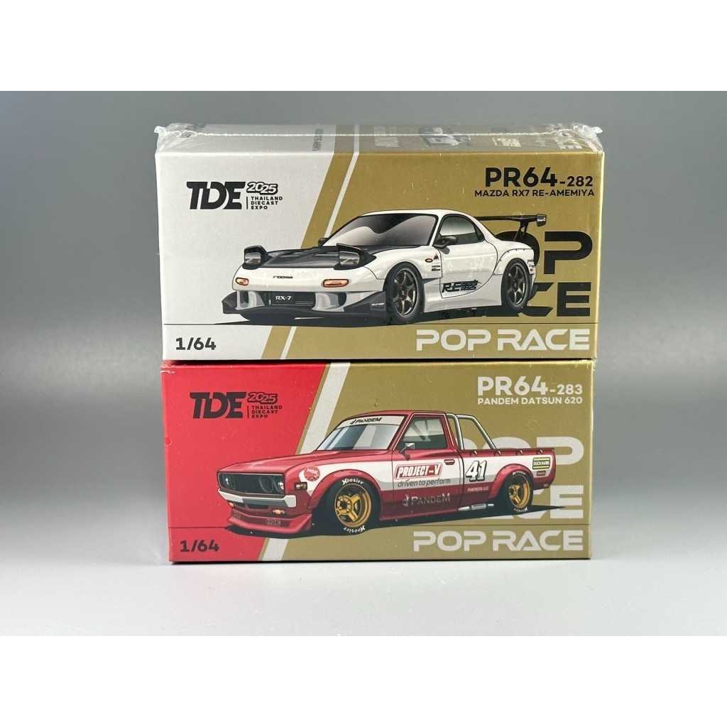 [สต๊อกพร้อม] Limited POP RACE TDE Thailand Exhibition 1/64 รถโมเดลโลหะผสม-Mazda RX7+Dart Sang 620 Pi