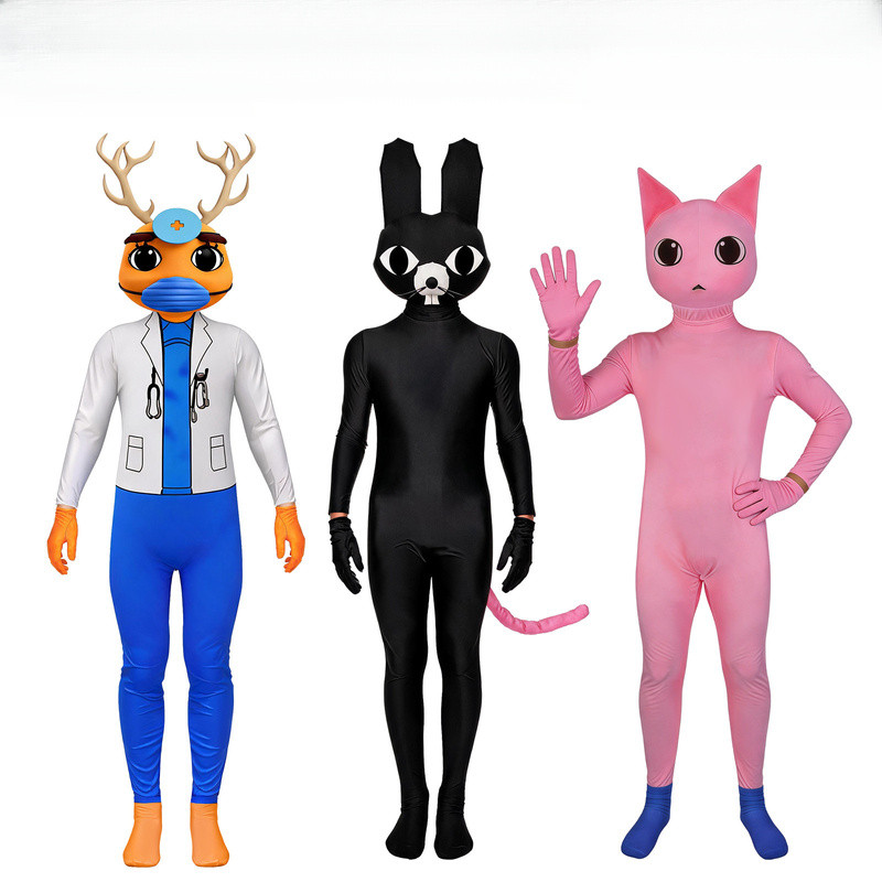 Zentai เกมตัวอักษร Cos ชุดกวางดิบแมวดํารวมทุกอย่าง Zentai Jumpsuit ชุดเวที 0901